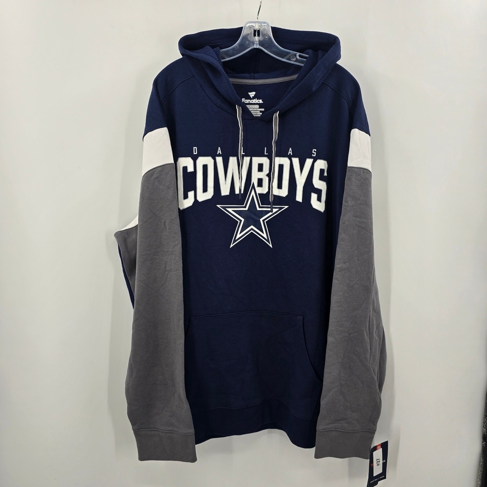 NEW Fanatics Dallas Cowboys Hoodie Mens 4XL Navy Blue Grey NFL Team Apparel